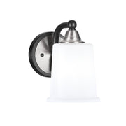 Toltec Paramount 5in 1-Light Wall Sconce | Modern Matte Black and Brushed Nickel with White Opal Glass | Bathroom & Hallway | Model 3421-MBBN-5031
