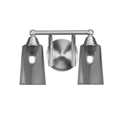 Toltec Paramount 2-Light Bath Bar | Transitional Brushed Nickel and Smoke Bubble Glass | Bathroom Vanity & Powder Room | 7.25 x 8.75 in | Model 3422-BN-262