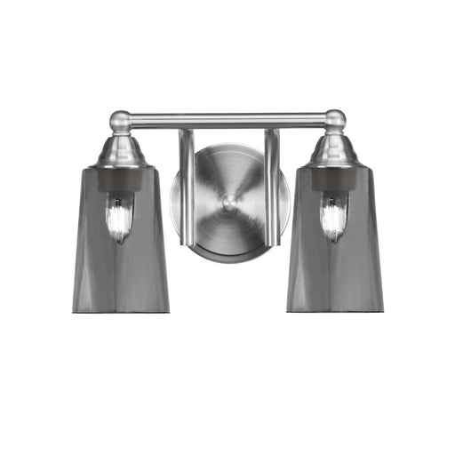 Toltec Paramount 2-Light Bath Bar | Transitional Brushed Nickel and Smoke Bubble Glass | Bathroom Vanity & Powder Room | 7.25 x 8.75 in | Model 3422-BN-262