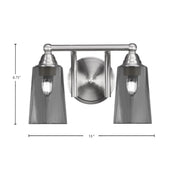 Toltec Paramount 2-Light Bath Bar | Transitional Brushed Nickel and Smoke Bubble Glass | Bathroom Vanity & Powder Room | 7.25 x 8.75 in | Model 3422-BN-262