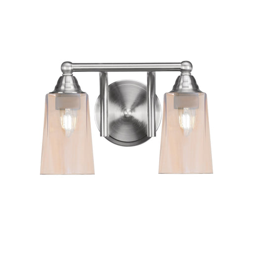 Toltec Paramount 2-Light Bath Bar | Transitional Brushed Nickel and Amber Gradient Glass | Bathroom Vanity & Powder Room | 7.25 x 8.75 in | Model 3422-BN-263
