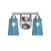 Toltec Paramount 2-Light Bath Bar | Transitional Brushed Nickel and Blue Gradient Glass | Bathroom Vanity & Powder Room | 7.25 x 8.75 in | Model 3422-BN-265