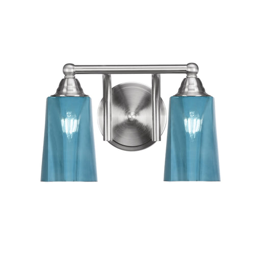 Toltec Paramount 2-Light Bath Bar | Transitional Brushed Nickel and Blue Gradient Glass | Bathroom Vanity & Powder Room | 7.25 x 8.75 in | Model 3422-BN-265