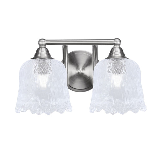 Toltec Paramount 2-Light Bath Bar | Brushed Nickel and Clear Lava Glass | Bathroom Vanity & Powder Room | 8 x 8.75 in | Model 3422-BN-4230