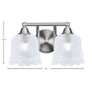 Toltec Paramount 2-Light Bath Bar | Brushed Nickel and Clear Lava Glass | Bathroom Vanity & Powder Room | 8 x 8.75 in | Model 3422-BN-4230