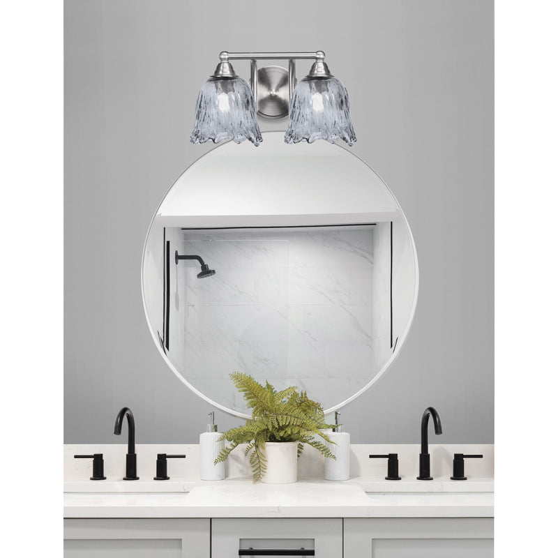 Toltec Paramount 2-Light Bath Bar | Brushed Nickel and Smoke Lava Glass | Bathroom & Powder Room Vanity Light | 8 x 8.75 in | Model 3422-BN-4232