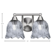 Toltec Paramount 2-Light Bath Bar | Brushed Nickel and Smoke Lava Glass | Bathroom & Powder Room Vanity Light | 8 x 8.75 in | Model 3422-BN-4232