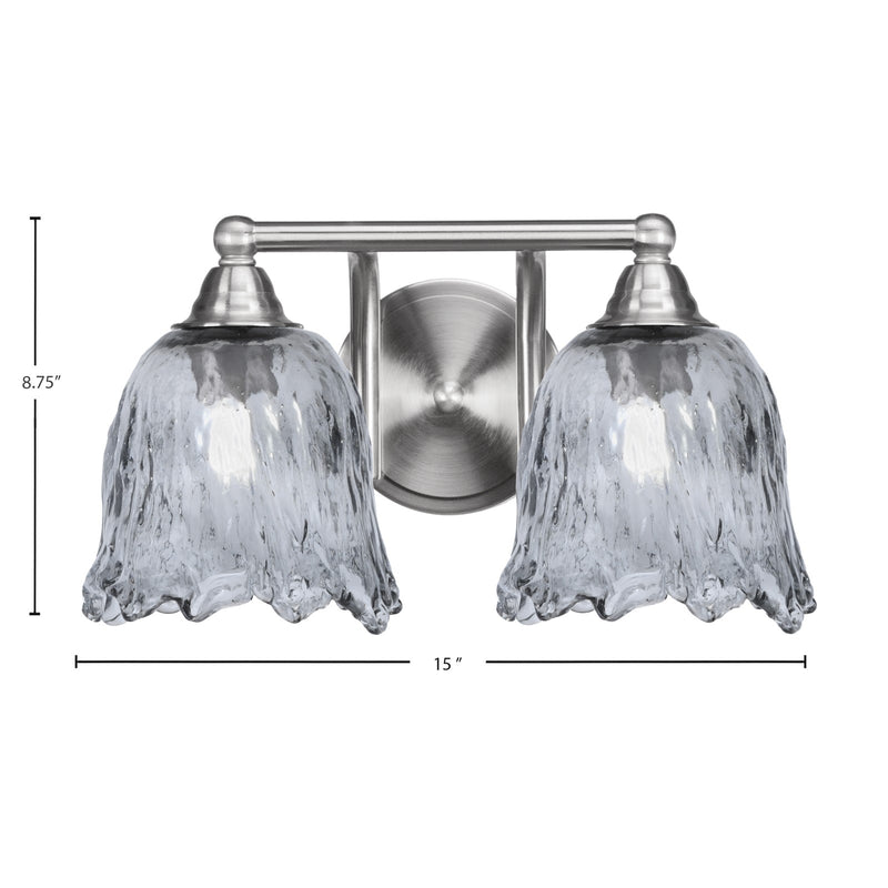Toltec Paramount 2-Light Bath Bar | Brushed Nickel and Smoke Lava Glass | Bathroom & Powder Room Vanity Light | 8 x 8.75 in | Model 3422-BN-4232