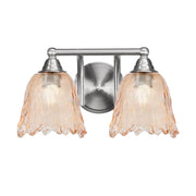 Toltec Paramount 2-Light Bath Bar | Brushed Nickel and Amber Lava Glass | Bathroom & Powder Room Vanity Light | 8 x 8.75 in | Model 3422-BN-4233