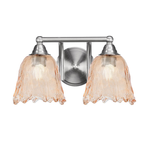 Toltec Paramount 2-Light Bath Bar | Brushed Nickel and Amber Lava Glass | Bathroom & Powder Room Vanity Light | 8 x 8.75 in | Model 3422-BN-4233