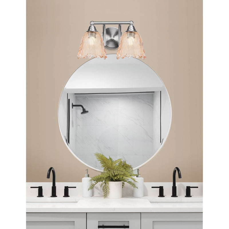 Toltec Paramount 2-Light Bath Bar | Brushed Nickel and Amber Lava Glass | Bathroom & Powder Room Vanity Light | 8 x 8.75 in | Model 3422-BN-4233