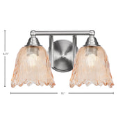 Toltec Paramount 2-Light Bath Bar | Brushed Nickel and Amber Lava Glass | Bathroom & Powder Room Vanity Light | 8 x 8.75 in | Model 3422-BN-4233