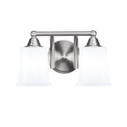 Toltec Paramount 2-Light Bath Bar | Brushed Nickel and White Opal Glass | Bathroom Vanity & Powder Room | 7.25 x 7.75 in | Model 3422-BN-5031