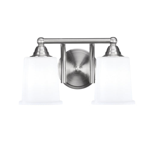 Toltec Paramount 2-Light Bath Bar | Brushed Nickel and White Opal Glass | Bathroom Vanity & Powder Room | 7.25 x 7.75 in | Model 3422-BN-5031