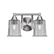 Toltec Paramount 2-Light Bath Bar | Brushed Nickel and Smoke Bubble Glass | Bathroom Vanity & Powder Room | 7.25 x 7.75 in | Model 3422-BN-5032