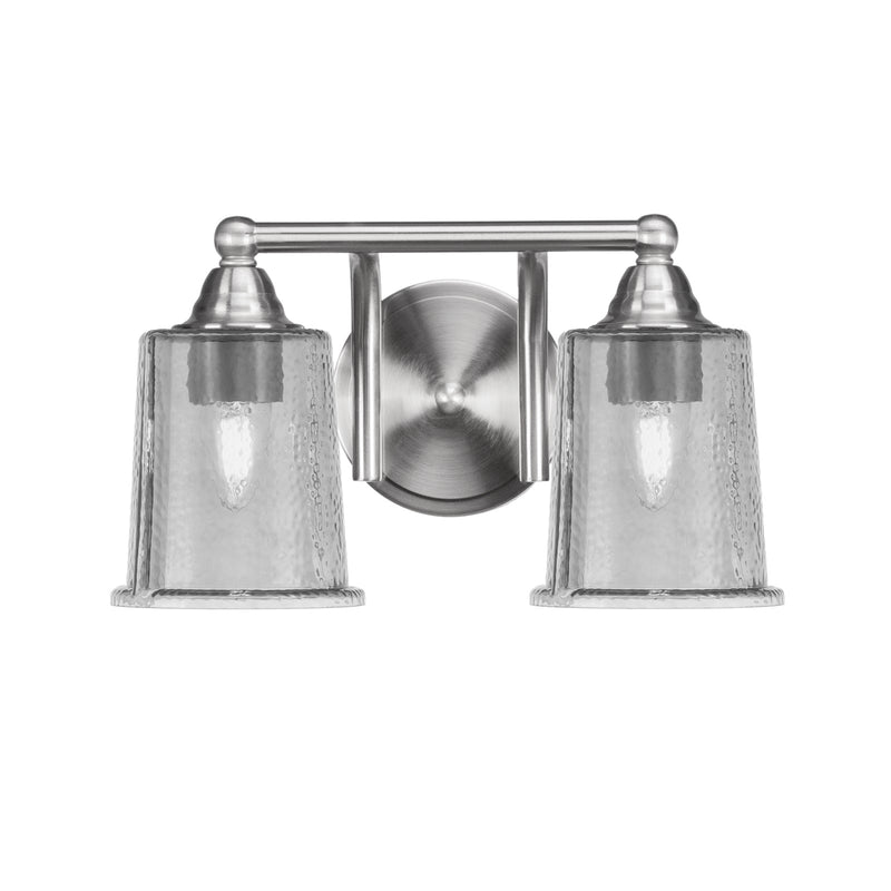 Toltec Paramount 2-Light Bath Bar | Brushed Nickel and Smoke Bubble Glass | Bathroom Vanity & Powder Room | 7.25 x 7.75 in | Model 3422-BN-5032