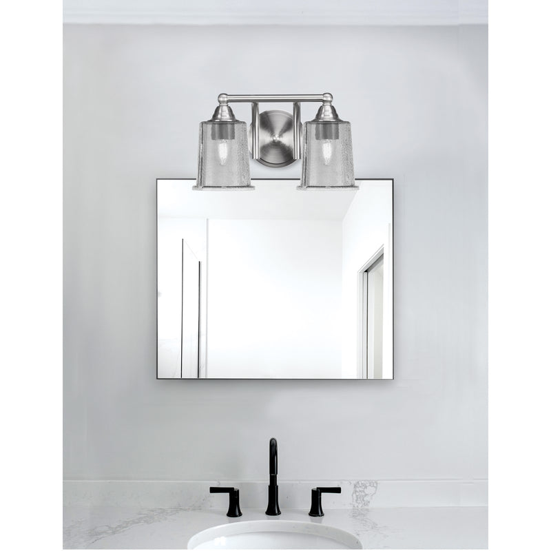 Toltec Paramount 2-Light Bath Bar | Brushed Nickel and Smoke Bubble Glass | Bathroom Vanity & Powder Room | 7.25 x 7.75 in | Model 3422-BN-5032