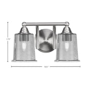 Toltec Paramount 2-Light Bath Bar | Brushed Nickel and Smoke Bubble Glass | Bathroom Vanity & Powder Room | 7.25 x 7.75 in | Model 3422-BN-5032
