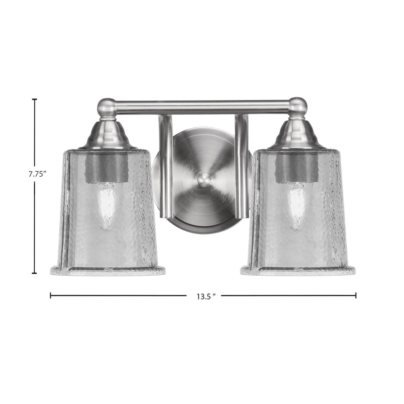 Toltec Paramount 2-Light Bath Bar | Brushed Nickel and Smoke Bubble Glass | Bathroom Vanity & Powder Room | 7.25 x 7.75 in | Model 3422-BN-5032