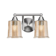 Toltec Paramount 2-Light Bath Bar | Brushed Nickel and Amber Bubble Glass | Bathroom Vanity & Powder Room | 7.25 x 7.75 in | Model 3422-BN-5033