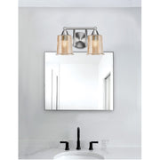 Toltec Paramount 2-Light Bath Bar | Brushed Nickel and Amber Bubble Glass | Bathroom Vanity & Powder Room | 7.25 x 7.75 in | Model 3422-BN-5033