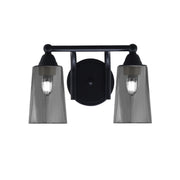 Toltec Paramount 2-Light Bath Bar | Matte Black and Smoke Bubble Glass | Bathroom & Powder Room Vanity Light | 7.25 x 8.75 in | Model 3422-MB-262