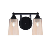 Toltec Paramount 2-Light Bath Bar | Modern Matte Black and Amber Gradient Glass | Bathroom Vanity & Powder Room | 7.25 x 8.75 in | Model 3422-MB-263