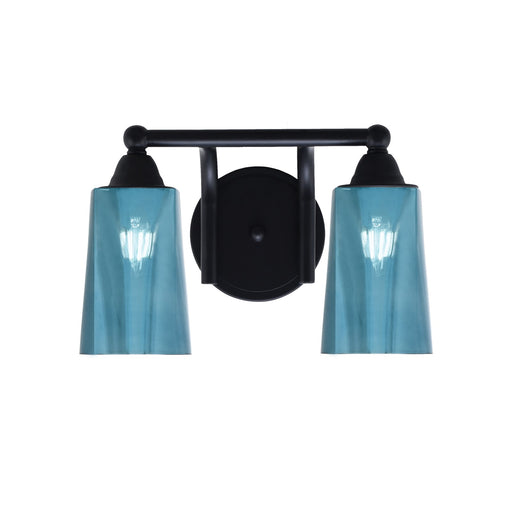 Toltec Paramount 2-Light Bath Bar | Modern Matte Black and Blue Gradient Glass | Bathroom Vanity & Powder Room | 7.25 x 8.75 in | Model 3422-MB-265