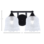 Toltec Paramount 2-Light Bath Bar | Modern Matte Black Steel and Clear Lava Glass | Bathroom & Powder Room Vanity | 8 x 8.75 in | Model 3422-MB-4230