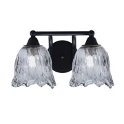 Toltec Paramount 2-Light Bath Bar | Modern Matte Black Steel and Smoke Lava Glass | Bathroom & Powder Room Vanity | 8 x 8.75 in | Model 3422-MB-4232