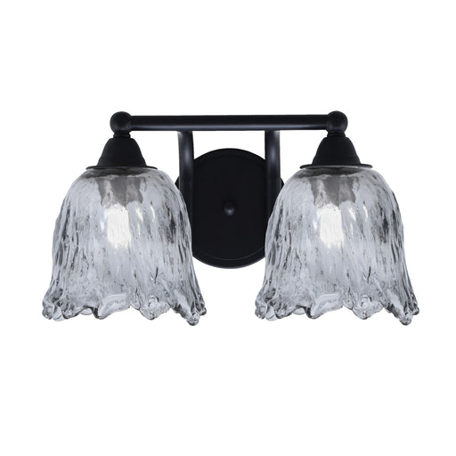 Toltec Paramount 2-Light Bath Bar | Modern Matte Black Steel and Smoke Lava Glass | Bathroom & Powder Room Vanity | 8 x 8.75 in | Model 3422-MB-4232