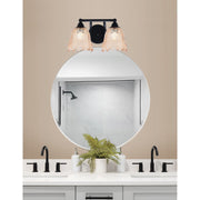 Toltec Paramount 2-Light Bath Bar | Modern Matte Black Steel and Amber Lava Glass | Bathroom & Powder Room Vanity | 8 x 8.75 in | Model 3422-MB-4233