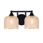 Toltec Paramount 14.25in 2-Light Bath Bar | Modern Matte Black Steel and Amber Textured Glass | Bathroom Vanity Light | 14.25 x 8 x 7.5 in | Model 3422-MB-4613