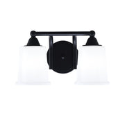 Toltec Paramount 2-Light Bath Bar | Modern Matte Black and White Opal Glass | Bathroom Vanity & Powder Room | 7.25 x 7.75 in | Model 3422-MB-5031