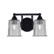 Toltec Paramount 2-Light Bath Bar | Modern Matte Black and Smoke Bubble Glass | Bathroom Vanity & Powder Room | 7.25 x 7.75 in | Model 3422-MB-5032