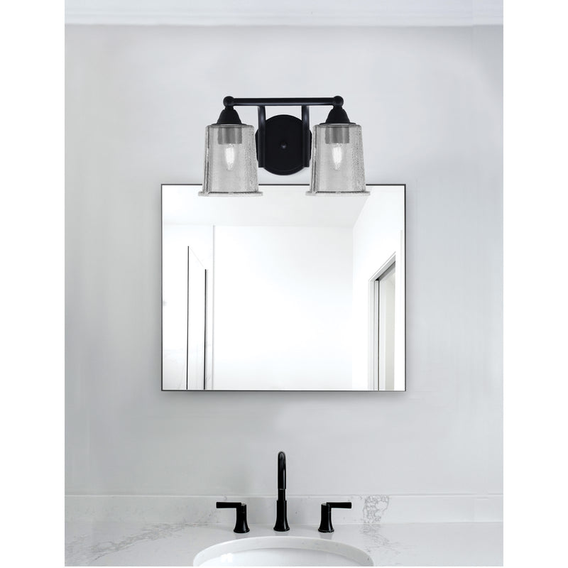 Toltec Paramount 2-Light Bath Bar | Modern Matte Black and Smoke Bubble Glass | Bathroom Vanity & Powder Room | 7.25 x 7.75 in | Model 3422-MB-5032