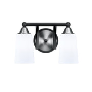 Toltec Paramount 2-Light Bath Bar | Matte Black & Brushed Nickel Steel and White Opal Glass | Bathroom Vanity & Powder Room | 7.25 x 8.75 in | Model 3422-MBBN-261