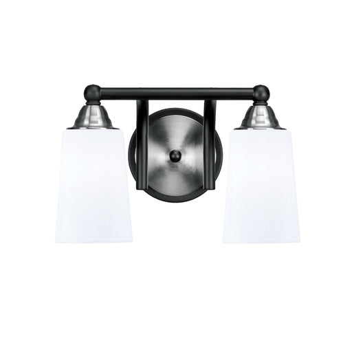 Toltec Paramount 2-Light Bath Bar | Matte Black & Brushed Nickel Steel and White Opal Glass | Bathroom Vanity & Powder Room | 7.25 x 8.75 in | Model 3422-MBBN-261