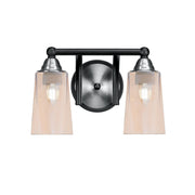 Toltec Paramount 2-Light Bath Bar | Matte Black & Brushed Nickel Steel and Amber Gradient Glass | Bathroom Vanity & Powder Room | 7.25 x 8.75 in | Model 3422-MBBN-263