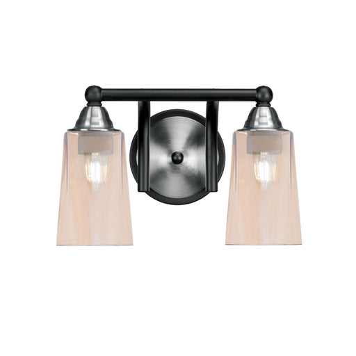 Toltec Paramount 2-Light Bath Bar | Matte Black & Brushed Nickel Steel and Amber Gradient Glass | Bathroom Vanity & Powder Room | 7.25 x 8.75 in | Model 3422-MBBN-263