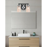 Toltec Paramount 2-Light Bath Bar | Matte Black & Brushed Nickel Steel and Amber Gradient Glass | Bathroom Vanity & Powder Room | 7.25 x 8.75 in | Model 3422-MBBN-263
