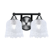 Toltec Paramount 2-Light Bath Bar | Matte Black & Brushed Nickel Steel and Clear Lava Glass | Bathroom & Powder Room Vanity | D 8 x H 8.75 in | Model 3422-MBBN-4230