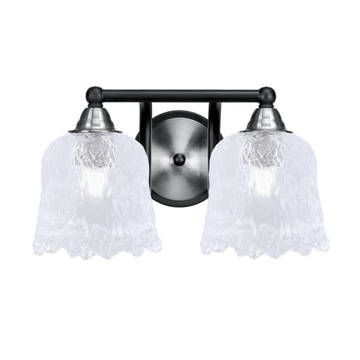 Toltec Paramount 2-Light Bath Bar | Matte Black & Brushed Nickel Steel and Clear Lava Glass | Bathroom & Powder Room Vanity | D 8 x H 8.75 in | Model 3422-MBBN-4230