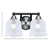 Toltec Paramount 2-Light Bath Bar | Matte Black & Brushed Nickel Steel and Clear Lava Glass | Bathroom & Powder Room Vanity | D 8 x H 8.75 in | Model 3422-MBBN-4230