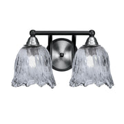 Toltec Paramount 8.75in 2-Light Bath Bar | Modern Matte Black & Brushed Nickel and Smoke Lava Glass | Bathroom Vanity | 8 x 8.75 in | Model 3422-MBBN-4232
