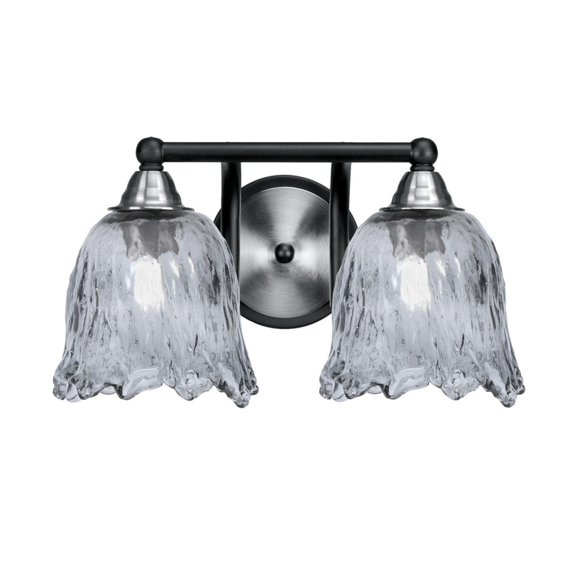 Toltec Paramount 8.75in 2-Light Bath Bar | Modern Matte Black & Brushed Nickel and Smoke Lava Glass | Bathroom Vanity | 8 x 8.75 in | Model 3422-MBBN-4232
