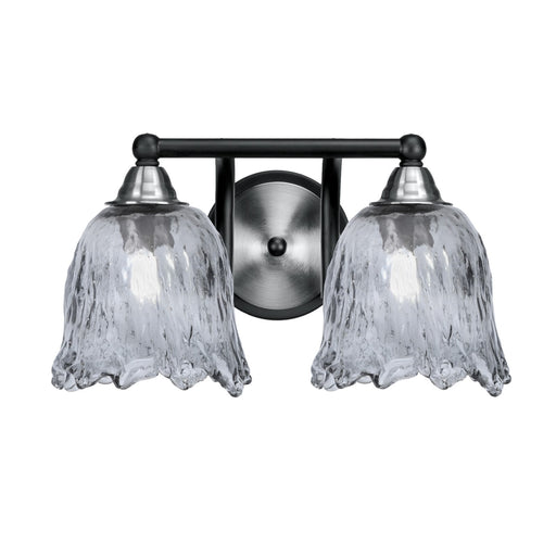 Toltec Paramount 8.75in 2-Light Bath Bar | Modern Matte Black & Brushed Nickel and Smoke Lava Glass | Bathroom Vanity | 8 x 8.75 in | Model 3422-MBBN-4232