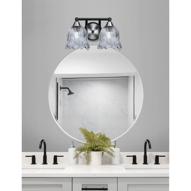 Toltec Paramount 8.75in 2-Light Bath Bar | Modern Matte Black & Brushed Nickel and Smoke Lava Glass | Bathroom Vanity | 8 x 8.75 in | Model 3422-MBBN-4232