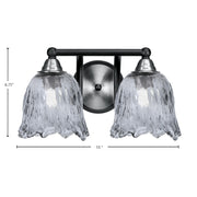 Toltec Paramount 8.75in 2-Light Bath Bar | Modern Matte Black & Brushed Nickel and Smoke Lava Glass | Bathroom Vanity | 8 x 8.75 in | Model 3422-MBBN-4232