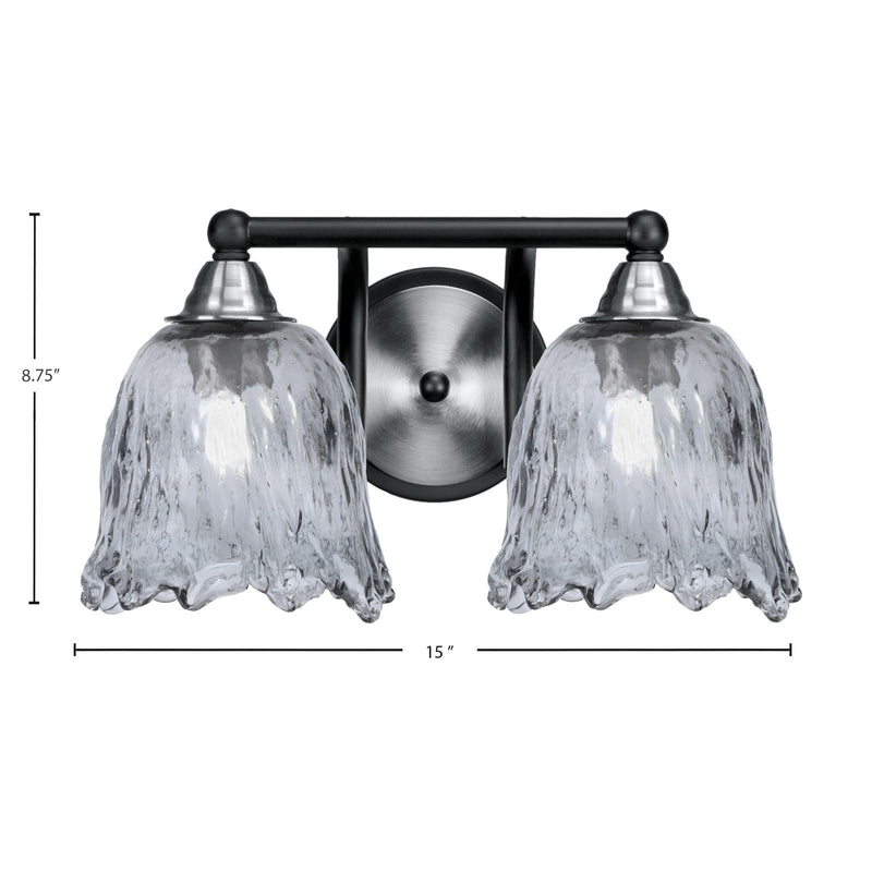 Toltec Paramount 8.75in 2-Light Bath Bar | Modern Matte Black & Brushed Nickel and Smoke Lava Glass | Bathroom Vanity | 8 x 8.75 in | Model 3422-MBBN-4232